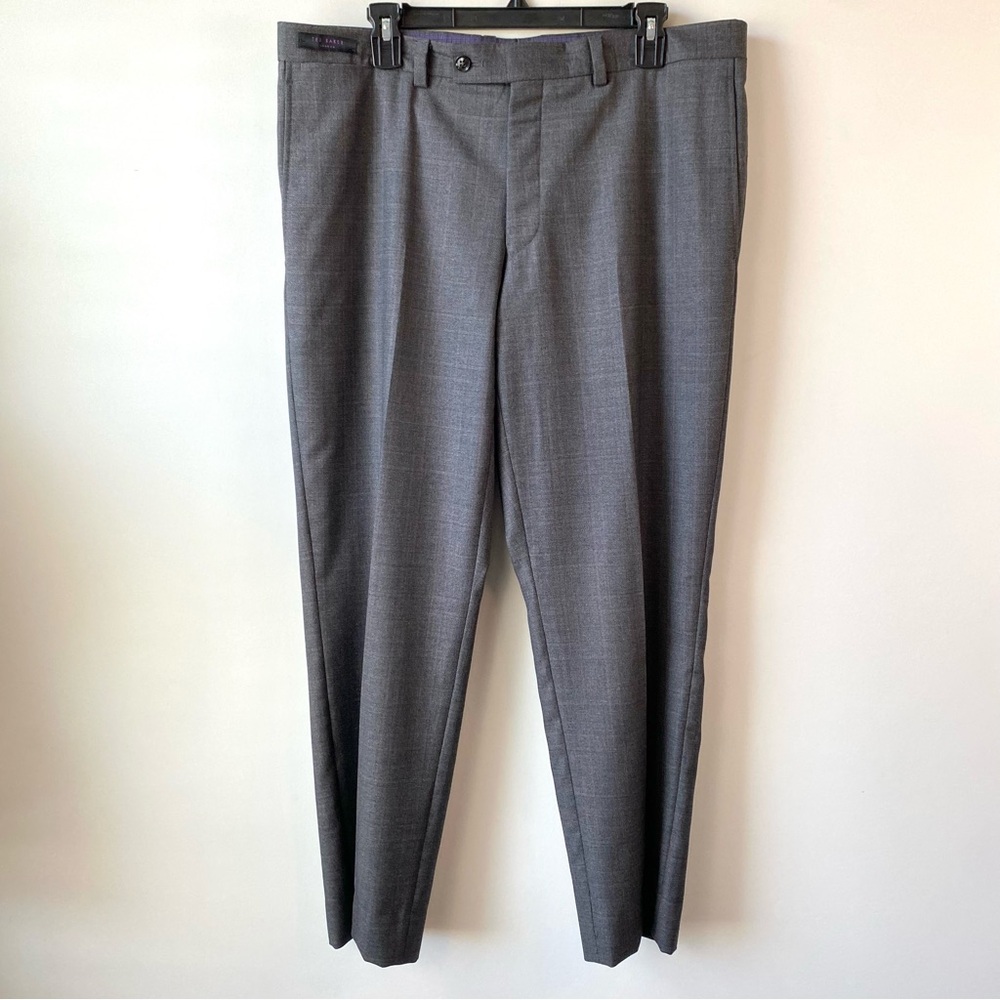 Ted Baker‎ Jefferson Wool Dress Pants Gray Plaid 38 R